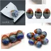 Loose Gemstones 48Mm Egg Shaped Natural Crystal Tiger Eye Gemstone Colorf Stone Splicing Process 7 Chakra Easter Color Drop Delivery J Dh2T0