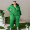 Survêtements 2 pièces femmes ensemble vêtements d'été chemise verte chemisier et pantalon Streetwear grande taille 5xl tenues en vrac Drop331k