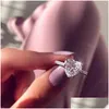 Anneaux Classique Tendance Or Blanc Doux Minimalisme En Forme De Coeur Et Romantique Cubique Zircon Bague Pour Femmes Cadeau Esthétique Drop Livraison J Dhjwv