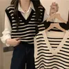 Suéteres femininos Y2K Estilo Preppy Simples Mulheres Camisola Colete Inverno Moda Pulôver Elástico Malha Senhoras Jumper Casual Despojado Feminino Básico TopsL231004