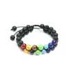 Double Layer 7 Chakra Bracelets for Women Men Vintage Yoga Bracelet Chakra Pray Energy Healing Stone Beads Rope Bracelet Jewelry