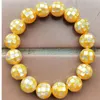 Strand 10mm; 12mm; 14mm Yellow Mother Of Pearl Shell Round Art Women Men Beads Bracelet FG9339
