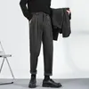Pantalons pour hommes automne et hiver ceinture en laine décoration décontracté coupe ajustée pantalon Premium quotidien Kecks mode foulée Britches