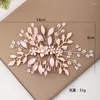 Hair Clips Rose Gold Color Crystal Pearl Flower Leaf Comb Clip Hairpin Headband For Women Bride