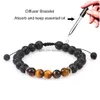 Beaded New 8Mm Lava Stone Tiger Eye Bracelet For Men Women Handmade Braided Natural Healing Nce Yoga Fashion Drop Delivery Jewelry Bra Dhtah