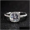 Ringen 2022 Sier Kleur Kubieke Zirkoon Engagement Klassiek Voor Vrouwen Elegant Cadeau Eenvoudige Strass Ring Sieraden Drop Delivery Dhohd