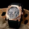 Novo 6 Estilo Octo Finissimo Tourbillon 102719 Esqueleto Automático Mens Watch Rose Gold Rubber Strap Alta Qualidade Gent New Watches211w