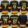 Män ishockey 61 Mark Stone Jerseys 71 William Karlsson 9 Jack Eichel 81 Jonathan Marchessault 7 Alex Pietrangelo omvänd retro grå svart vit röd sömnad