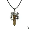 Pendant Necklaces Mens Flying Dragon Necklace Hexagonal Shape Natural Crystal Jewelry Wing Drop Delivery Pendants Dhhc1