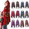 Scarves Autumn And Winter Cow Horn Buckle Ethnic Wind With Cape Shawl Bohemian Hooded