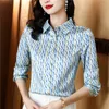 2023 Mode Print Kantoor Dames Shirts Lange Mouw Revers Dames Designer Fijne Elegante Oranje Blouses Herfst Winter Button Up Shirt Elegant en Jeugd Runway Tops