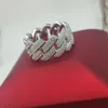 Nuevo diseño de anillo de 2 filas de circonita de diamante, joyería para hombre, anillo de hombre de Hip Hop de latón con circonita cúbica brillante