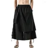 Men's Pants 2023 Men Solid Color Irregular Mens Elastic Waist Loose Hanfu Skirt Trousers Male Streetwear Harajuku Wide Leg