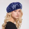 Bérets femmes mode paillettes scintillantes béret casquette colorée discothèque robe de soirée chapeau Chic français femme décontracté