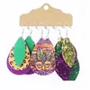 Charme En Gros Mti-Couche Mardi Gras Charms Boucles D'oreilles En Cuir Bijoux De Mode Imprimé Léopard Ensemble Pour Femmes Accessoires Drop Livraison Dhqmv