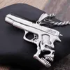 Hip Hop Skull Pistolet Kształt Wisiant Naszyjnik Mężczyzn Saźna linowa ze stali nierdzewnej Punk Gothic Biker Drop Store Naszyjniki 218Q