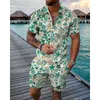 Fatos masculinos verão estilo havaiano camisa polo conjunto chegadas praia casual solto ajuste confortável padrões impressos 3D
