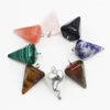 Pendant Necklaces Natural Stone Polygonal Cone Pendants Rose Quartzs Shape Necklace Charms DIY Jewelry Making Birthday Gift 12Pcs Wholesale