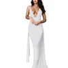 Casual Dresses Elegant Solid Color Bodycon Dress With Deep V-Neckline High Slit And Cami Straps - Perfect For Parties Formal Occasions