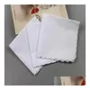 Mouchoir 300 pcs coton mouchoirs serviettes coupe bricolage blanc pétoncle fête décoration serviettes en tissu artisanat vintage Hanky Oman nous Dhsyw