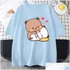 T-shirt Femme T-shirts Panda Bear Bubu Dudu Chemise Couple Tops Love You Cute Imprimer Été À Manches Courtes O-cou Coton Casual Harajuku Dhx2W