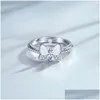 Bandringar Sier Korean White Three-Nsional Butterfly Zircon Double Ring Set Unique Design Insect Combination Drop Delivery Jewelry Dhzhd