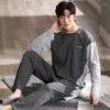 Men's Sleepwear Spring Cotton Soft Long Sleeves Pajamas Set O Neck Nightwear For Youth Boy Freeship Pyjama Homme Coton Pyjamas