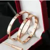 Titanium Steel Armband Mens Armband Design Bangle Women Men 4CZ For Lover Gold Silver Rose Fashion Luxury Jewelry With Velvet Bag