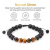 Beaded New 8Mm Lava Stone Tiger Eye Bracelet For Men Women Handmade Braided Natural Healing Nce Yoga Fashion Drop Delivery Jewelry Bra Dhtah