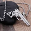 Hip Hop Skull Pistol Shape Pendant Necklace Men Stainless Steel Rope Chain Punk Gothic Biker Jewelry Drop Store Necklaces218q