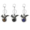 Key Rings Wholesale Ring Natural Gemstone Crystal Lips Wing Dragon Pendant Stainless Steel Kaychain Drop Delivery Jewelry Dhyod