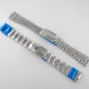 Titta på band Silver 20mm ostron jubileum Style Strap Band Steel Armband Reservdelar 316L Rostfritt fällbara lås Middle Polished324b