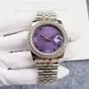 U1 montre pour hommes 36MM visage violet entièrement automatique mécanique diamant lunette montre mode montres fille cadeau 257l