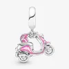 100% 925 prata esterlina rosa scooter balançar encantos caber original europeu charme pulseira moda feminina casamento noivado jóias 2250