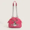 2023 New high-end portable chain women's casual embossed patent leather small number 915
