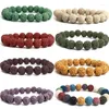 Strand Natural Mixed Color 5A Volcanic Stone Bracelet Rock Bead Elastic Couple Clothing Accessories 6/8/mm Selectable