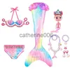 Occasioni speciali 5 pz/set Ragazze Coda di Sirena Costume Balneabile Bambini La Sirenetta Cosplay Bambini Vestiti da Spiaggia Bikini Fantasia Costume da Bagno x1004