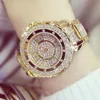 Bee Sister Femmes Montres Avec Diamant Cristal Or Montre Dames De Luxe Montre-Bracelet Strass Horloge Femme Bracelet Montres251s