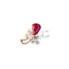 Anneaux de cluster 925 Sterling Silver Mode Simulation Pigeon Sang Rouge Gem Bague Banquet Mariage Cocktail Ball Accessoires Cadeau