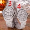 Zegarek mężczyzn mężczyzn Para Watch Watch Real Ceramic Sportswatch Białe złote diamenty Vintage Watches309r