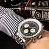 New Style Quartz Movement Chrongraph Men Watch Full Fuction Black Face Sapphire Crystal 316 Stainless Band Watch2505