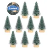 Christmas Decorations 10 Tree Miniature Pine Trees With Wood Base For Scenes Decoration DIY Crafts 5CM
