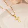 cross Necklace Earrings Set Solid Gold GF cz crystal Catholic Religious wedding bridal Jewelry Set Christmas birthday Gift211G