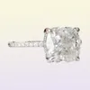 Prawdziwy solidny 925 Srebrny pierścień cztery pazury 2CT Diamentowe pierścionki zaręczynowe Diamond Wedding zaręczyn dla kobiet Prezent biżuterii1238600