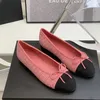 10A 2023 New Ballet Flats Women Classic Sheepskin Leather Multi Color Bow Splicing Sandals Tweed Summer Casual Leather Shoes Luxury Round Toe Slide Loafer