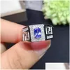 Cluster Ringen Natuurlijke Tanzanite Ring 925 Sier Womens Eenvoudige Sfeer Elegante 4X6Mm Drop Levering Sieraden Dhiqc