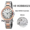 V6F W2BB0023 Seko NH05A orologio automatico da donna da donna bicolore in oro rosa quadrante strutturato bianco bracciale in acciaio edizione 33mm nuovo 2367