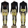 Pullover e pantaloni della tuta Pantaloni a due pezzi Donna Manica lunga con paillettes Top e set di leggings Ship297F