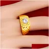 Cluster Rings Vietnam Sand Gold Zircon Ring For Men 24K Giallo Mens Finger Compleanno Fine Jewelry Accessori Regali 2022 Consegna di goccia Dhxrw