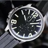 クラシックスタイルの男性腕時計45mmブラックダイヤン日本クォーツクロノグラフ洗練されたスチールケースプレミアムラバーストラップ高品質8111-308Q